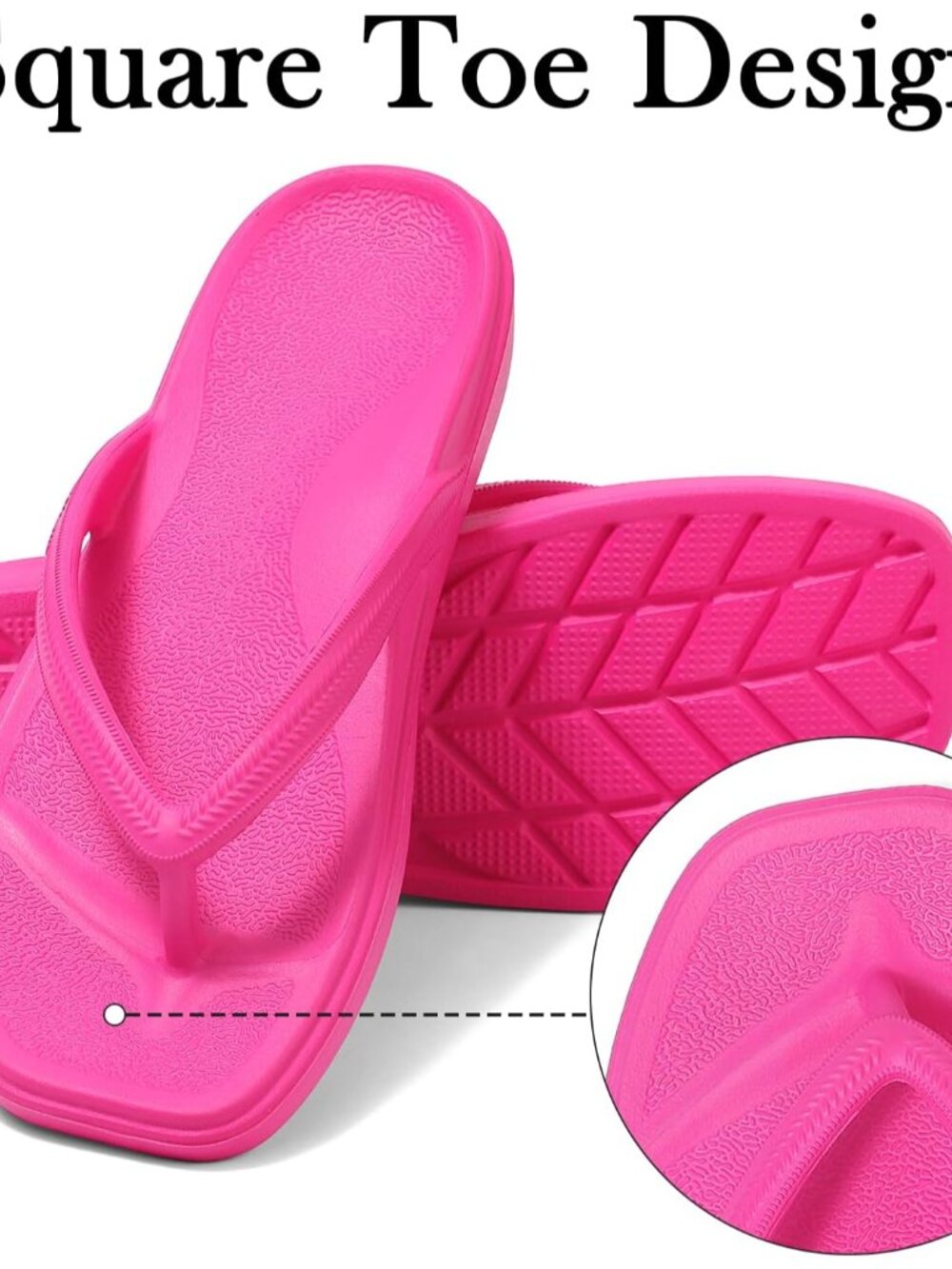 Women’s Square Toe Flip Flops with Slip-Resistant Sole - Perfect for Beach Days - Picture 3 of 6